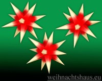 Seiffen Weihnachtshaus - Kleine Adventssterne Mini 16 cm rot/gelb 3 Stück - Bild 1