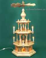 Seiffen Weihnachtshaus - Weihnachtspyramide  88 cm Pyramide elektrisch beleuchtet mit  Erzgebirgsfiguren - Bild 1