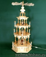 Seiffen Weihnachtshaus - Weihnachtspyramide 112 cm Pyramide elektrisch beleuchtet Barock mit Erzgebirgsfiguren - Bild 1