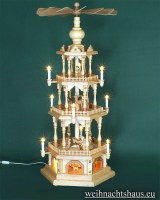 Weihnachtspyramide Erzgebirge Krippe elektrisch Christi Geburt Weihnachtspyramiden groß über 1 Meter  Pyramide mit Krippefiguren geschnitzt