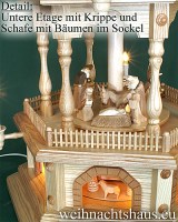 Weihnachtspyramide geschnitzte Figuren Krippe Christi Geburt Weihnachtsgeschichte Weihnachtspyramiden groß über 1 Meter Pyramide elektrisch beleuchtet mit Krippefiguren 