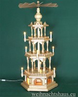 Weihnachtspyramide Erzgebirge ohne Figuren Pyramide elektrisch beleuchtet leere Pyramiden Bestückung selbst gestalten selber bestücken günstig kaufen Seiffen Werksverkauf