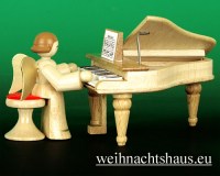 Seiffen Weihnachtshaus - Musikantenengel natur Flügel - Bild 1