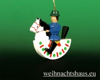 Seiffen Weihnachtshaus - Baumbehang farbig Reiterlein blau - Bild 1