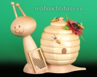 Honig Schnecke Honigschnecke Honighaus Honigschnecke Erzgebirge Räucherfigur Räuchermann Räucherschnecke Neuheit Kuhnert Schnecken