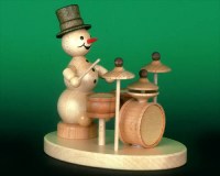 Seiffen Weihnachtshaus - Kugelschneemannmusikant natur Schlagzeug - Bild 1