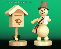 Wagner Neuheiten Schneemänner Post Postbote Neue Schneemann Figuren Erzgebirge Wagnerschneemann Seiffen sale Werksverkauf Richberg Geschenk für Postbeamte Postangestellte Geschenke für Paketzusteller Paketfahrer