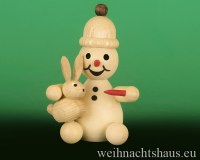 Seiffen Weihnachtshaus - .     Kugelschneemann  mit Hase auf Schoß Neuheit 2018 - Bild 1