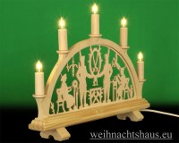 Seiffen Weihnachtshaus - Schwibbogen 5 Kerzen Bergmann 38 cm - Bild 2