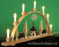 Seiffen Weihnachtshaus - Schwibbogen 7 Kerzen Seiffener Kirche 70 cm - Bild 2