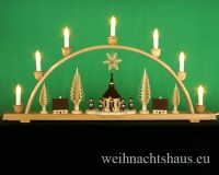 Seiffen Weihnachtshaus - Schwibbogen 7 Kerzen Seiffener Kirche 70 cm - Bild 1