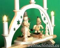 Seiffen Weihnachtshaus - Schwibbogen 5 Kerzen Schneemann 38 cm - Bild 2