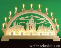 Seiffen Weihnachtshaus - Schwibbogen 16 Kerzen Dresden Frauenkirche 63 cm - Bild 1