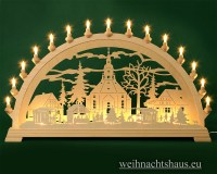 Seiffen Weihnachtshaus - Schwibbogen 20 Kerzen Seiffener Weihnachtsmarkt 100 cm - Bild 1