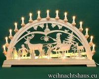 Seiffen Weihnachtshaus - Schwibbogen 20 Kerzen  Erzgebirge Weihnachtsmann mit Schlitten 80cm - Bild 1
