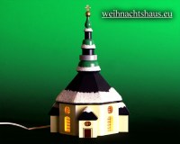 Seiffen Weihnachtshaus - Kirche zum Beleuchten 15 cm Schnee - Bild 1