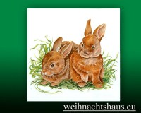 Seiffen Weihnachtshaus - Osterservietten kleine Hasen - Bild 1