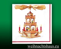 Seiffen Weihnachtshaus - Weihnachtsservietten Pyramide weiß - Bild 1