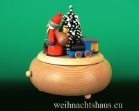 Seiffen Weihnachtshaus - <!--01-->Spieldose Erzgebirge Weihnachtsmann mit Eisenbahn - Bild 2