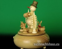 Seiffen Weihnachtshaus - <!--01-->Spieldose Erzgebirge Kugelschneemann Musikant Akkordeon - Bild 2