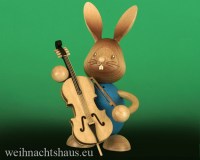 Osterhase Kuhnert mit Baß Hasenmusikant Osterhäschen Erzgebirge Stupsi stupsihase 