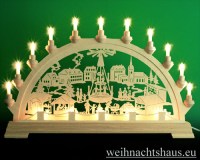Seiffen Weihnachtshaus - Schwibbogen 16 Kerzen Weihnachtsmarkt Erzgebirge 63 cm - Bild 1