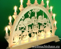 Seiffen Weihnachtshaus - Schwibbogen 16 Kerzen Weihnachtsmarkt Erzgebirge 63 cm - Bild 2