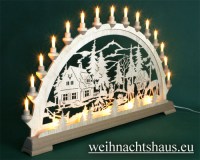 Schwibbogen groß Erzgebirge Waldmotiv 20 Kerzen großes Forsthaus 80 cm