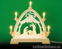 Seiffen Weihnachtshaus - Lichterspitze Erzgebirge beleuchtet Christi Geburt 40 cm - Bild 1