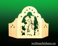 Seiffen Weihnachtshaus - Holzkarte Schattenbild Schneemann - Bild 2