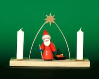 Seiffen Weihnachtshaus -  Schwibbogen   2 Kerzen Weihnachtsmann 17 cm - Bild 1