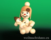 Wagner Schneemann Neuheit Wagners Kugelschneemann Schneemannmädchen mit Puppe Neuheiten Schneemänner Seiffen