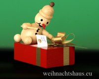 Seiffen Weihnachtshaus - . Kugelschneemann Junior schreibt eine Glückwunschkarte Neu 2015 - Bild 1