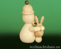 Seiffen Weihnachtshaus - .     Kugelschneemann  mit Hase auf Schoß Neuheit 2018 - Bild 2