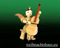Seiffen Weihnachtshaus - Kurzrockengel natur Cello sitzend - Bild 1