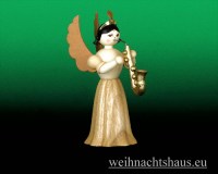 Seiffen Weihnachtshaus - Langrockengel natur Saxophon - Bild 1