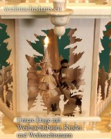 Seiffen Weihnachtshaus - Weihnachtspyramide 100 cm Pyramide mit elektrischer Beleuchtung mit  Winter und Waldfiguren - Bild 3