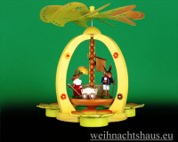 Seiffen Weihnachtshaus - <!--01-->Teelichtpyramide Osterhase mit Handwagen - Bild 1