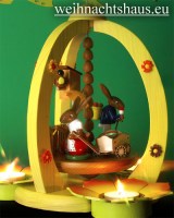Seiffen Weihnachtshaus - <!--01-->Teelichtpyramide Osterhase mit Handwagen - Bild 2