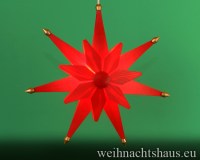 Seiffen Weihnachtshaus - Weihnachstern aus Holz natur 40 cm doppelt Rot - Bild 1