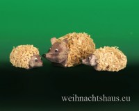 Igel aus Holz geschnitzt Holzschnitzerei Erzgebirge Holzkunst schnitzarbeit Igelfamilie Holzigel