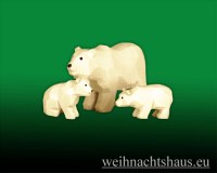 Seiffen Weihnachtshaus -  Eisbärenfamilie geschnitzt - Bild 1